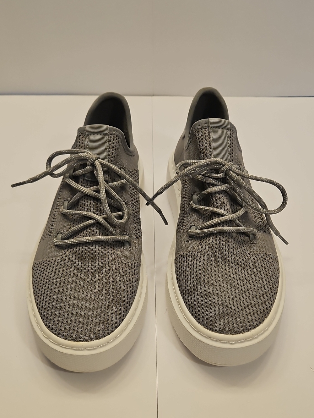 J/Slides Gray Knit Stretch Lace-Up Sneakers Womens 9.5M